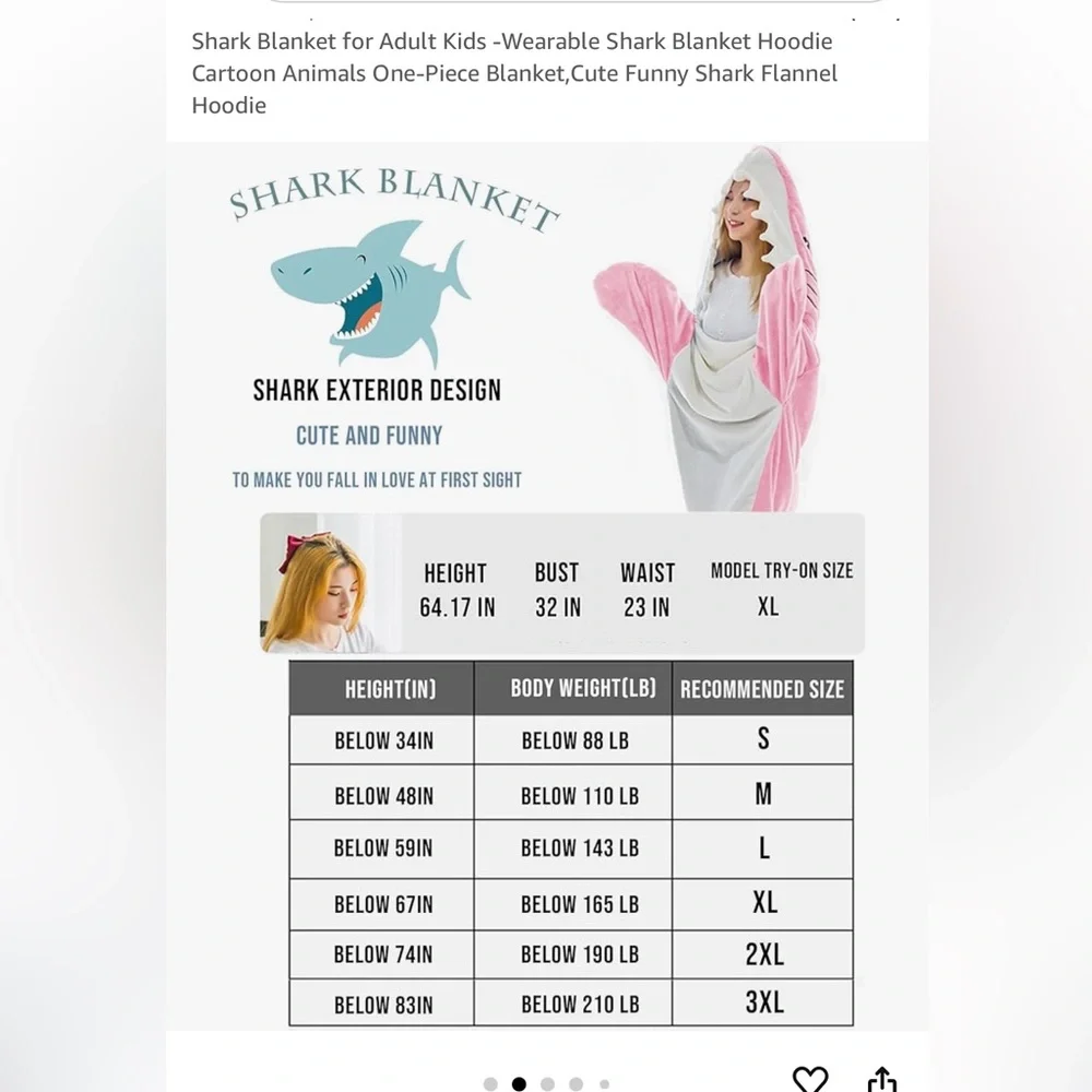 Shark Blanket onsie Wearable Hoodie Cartoon Animals sleeping bag